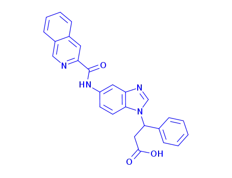 Molecular Structure of 887270-89-5 (1H-Benzimidazole-1-propanoic  acid,  5-[(3-isoquinolinylcarbonyl)amino]--bta--phenyl-)