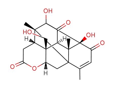 Molecular Structure of 82470-74-4 ((2S,2aR,6aR,10R,10aS,10bS,10cR)-2,2a-dihydroxy-10a-(hydroxymethyl)-5,10c,11-trimethyl-2a,6,6a,9,10,10a,10b,10c-octahydro-2,5a,10-(methanetriyl)indeno[1,7-fg]chromene-1,3,8(2H)-trione)