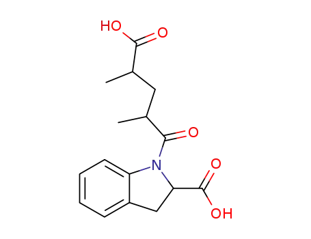 Molecular Structure of 82923-95-3 ((S)-1-(4-Carboxy-2-methyl-pentanoyl)-2,3-dihydro-1H-indole-2-carboxylic acid)