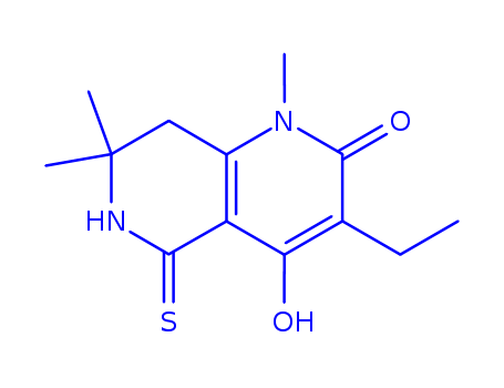 3-ethyl-2-hydroxy-1,7,7-trimethyl-5-sulfanylidene-6,8-dihydro-1,6-naphthyridin-4-one cas  82843-18-3