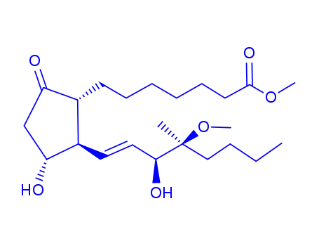 Molecular Structure of 76817-55-5 ((8R,11R,12R,15S,16S)-11,15-diydroxy-16-methyl-16-methoxy-9-oxo-prost-13-en-1-oic acid methyl ester)