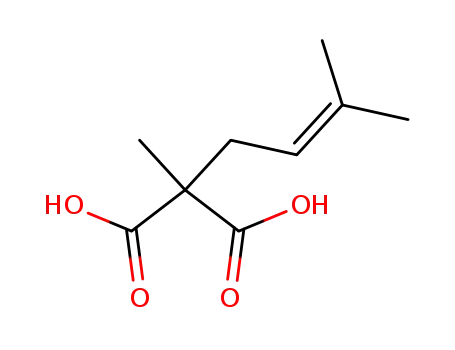 Molecular Structure of 4442-06-2 (Propanedioic acid,methyl(3-methyl-2-butenyl)- )
