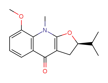 Molecular Structure of 82-40-6 ([2R,(-)]-3,9-Dihydro-8-methoxy-9-methyl-2-isopropylfuro[2,3-b]quinoline-4(2H)-one)