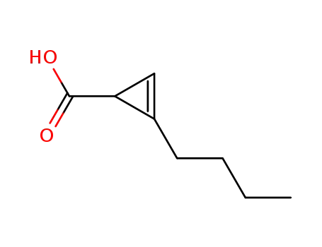 Molecular Structure of 82555-69-9 (2-n-butyl-2-cyclopropene-1-carboxylic acid)