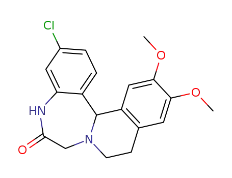 Molecular Structure of 82802-88-8 (3-Chloro-12,13-dimethoxy-5,9,10,14b-tetrahydroisoquino(2,1-d)(1,4)benz odiazepin-6(7H)-one)