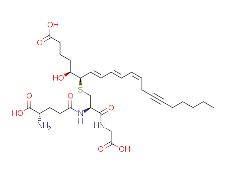 Molecular Structure of 82850-13-3 ((7E,9E,11Z)-(5S,6R)-6-[(R)-2-((S)-4-Amino-4-carboxy-butyrylamino)-2-(carboxymethyl-carbamoyl)-ethylsulfanyl]-5-hydroxy-icosa-7,9,11-trien-14-ynoic acid)