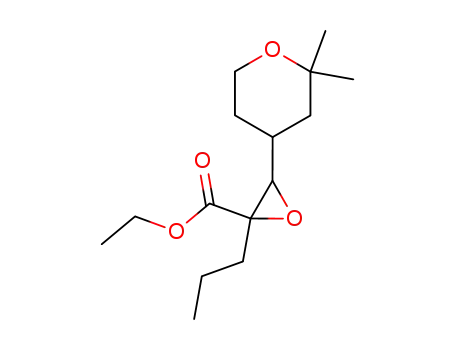 Molecular Structure of 88795-74-8 (Oxiranecarboxylic acid,
2-propyl-3-(tetrahydro-2,2-dimethyl-2H-pyran-4-yl)-, ethyl ester)