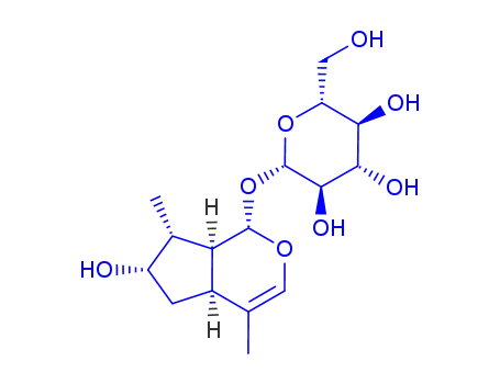 Molecular Structure of 82464-36-6 ((2S,3S,4R,5R,6R)-2-(dihydroxymethyl)-3-methyl-6-{[(4aS,7S,7aS)-7-methyl-1,4a,5,6,7,7a-hexahydrocyclopenta[c]pyran-1-yl]oxy}tetrahydro-2H-pyran-3,4,5-triol (non-preferred name))