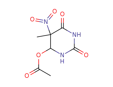Molecular Structure of 82531-52-0 (2,4(1H,3H)-Pyrimidinedione, 6-(benzoyloxy)dihydro-5-methyl-5-nitro-)
