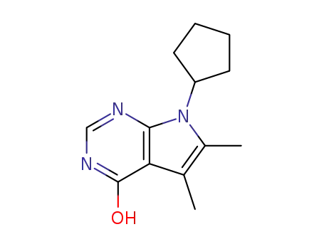 Molecular Structure of 103026-49-9 (7-Cyclopentyl-5,6-dimethyl-7H-pyrrolo<2,3-d>pyrimidin-4(3H)-on)