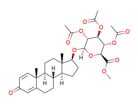 Molecular Structure of 1177368-54-5 (methyl (androsta-1,4-dien-17β-ol-3-one)-17-O-2,3,4-tri-O-acetyl-β-D-glucuronate)