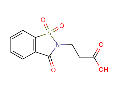 Molecular Structure of 83747-21-1 (3-(1,1,3-TRIOXO-1,3-DIHYDRO-1LAMBDA6-BENZO[D]ISOTHIAZOL-2-YL)-PROPIONIC ACID)