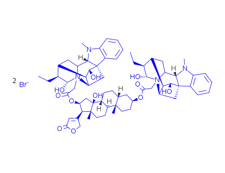 Molecular Structure of 83036-86-6 (3,16-bis{[(17,21-dihydroxyajmalan-4-ium-4-yl)acetyl]oxy}-14-hydroxycard-20(22)-enolide dibromide)