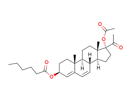 Molecular Structure of 89202-94-8 ((3beta)-17-(acetyloxy)-20-oxopregna-4,6-dien-3-yl hexanoate)