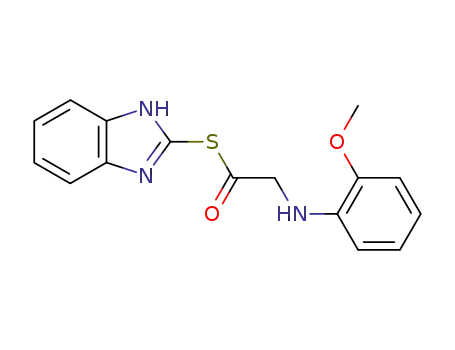 Molecular Structure of 83408-81-5 (((2-Methoxyphenyl)amino)ethanethioic acid S-1H-benzimidazol-2-yl ester)