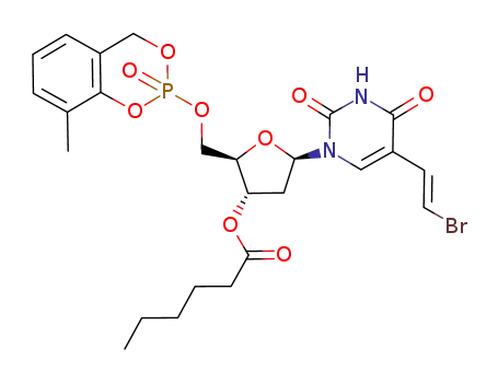 cyclo(3-methylsaligenyl)-5'-O-((E)-5-(2-bromovinyl)-3'-O-hexanoyl-2'-deoxyuridinyl)phosphate