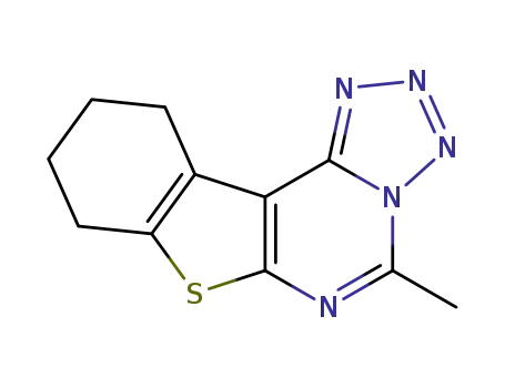 Molecular Structure of 83548-70-3 (5-methyl-8,9,10,11-tetrahydro[1]benzothieno[3,2-e]tetrazolo[1,5-c]pyrimidine)