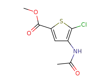 Molecular Structure of 89499-29-6 (2-Thiophenecarboxylic acid, 4-(acetylamino)-5-chloro-, methyl ester)