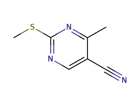 Molecular Structure of 89079-62-9 (4-Methyl-2-(methylthio)-5-pyrimidinecarbonitrile)