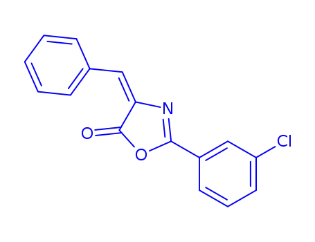 Molecular Structure of 89242-16-0 (4-benzylidene-2-(3-chlorophenyl)-1,3-oxazol-5(4H)-one)