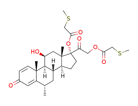 Molecular Structure of 89472-53-7 (11β-hydroxy-6α-methyl-17α-21-bis<(methylthio)acetoxy>-1,4-pregnadiene-3,20-dione)