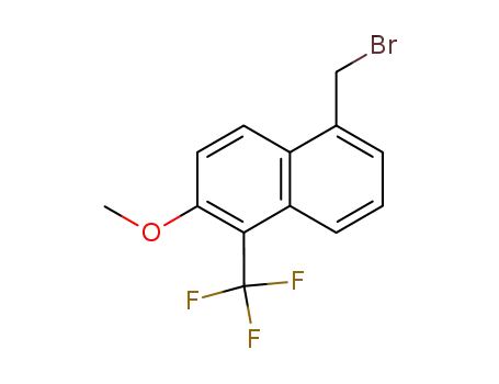 Molecular Structure of 88245-14-1 (Naphthalene, 5-(bromomethyl)-2-methoxy-1-(trifluoromethyl)-)
