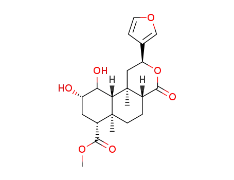 Molecular Structure of 92545-29-4 ((3S,4aR,4bS,6S,8R,8aR,10aR)-3-Furan-3-yl-5,6-dihydroxy-4a,8a-dimethyl-1-oxo-dodecahydro-2-oxa-phenanthrene-8-carboxylic acid methyl ester)