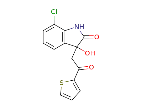 Molecular Structure of 83393-71-9 (7-chloro-3-hydroxy-3-[2-oxo-2-(thiophen-2-yl)ethyl]-1,3-dihydro-2H-indol-2-one)