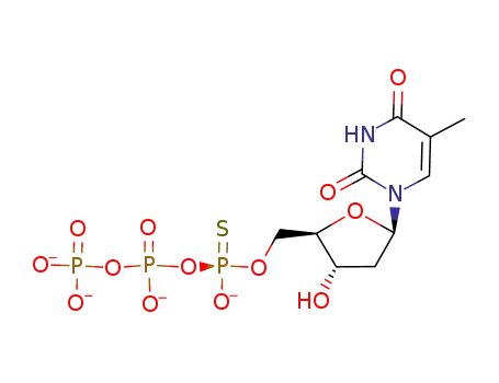 Molecular Structure of 83199-32-0 (Thymidine, 5-P-ester with thiotriphosphoric acid ((HO)2P(O)OP(O)(OH)OP(S)(OH)2), (S)-)