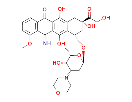 Molecular Structure of 89196-05-4 (11-amino-3,6-dihydroxy-3-(hydroxyacetyl)-10-methoxy-5,12-dioxo-1,2,3,4,5,12-hexahydrotetracen-1-yl 2,3,6-trideoxy-3-morpholin-4-ylhexopyranoside)