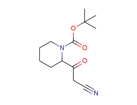 Molecular Structure of 887592-68-9 (2-(2-CYANO-ACETYL)-PIPERIDINE-1-CARBOXYLIC ACID TERT-BUTYL ESTER)