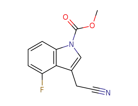 Molecular Structure of 89434-05-9 (1H-Indole-1-carboxylic acid, 3-(cyanomethyl)-4-fluoro-, methyl ester)