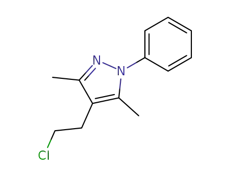 Molecular Structure of 83467-39-4 (4-(2-CHLORO-ETHYL)-3,5-DIMETHYL-1-PHENYL-1H-PYRAZOLE)
