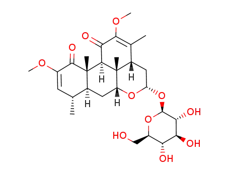 Molecular Structure of 89200-08-8 (16α-(β-D-Glucopyranosyloxy)-2,12-dimethoxypicrasa-2,12-diene-1,11-dione)