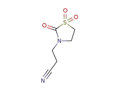 Molecular Structure of 89691-91-8 (3-(1,1-dioxido-2-oxo-1,3-thiazolidin-3-yl)propanenitrile)