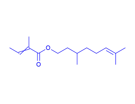 Molecular Structure of 84254-89-7 (3,7-dimethyl-6-octenyl 2-methylisocrotonate)