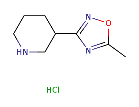 Molecular Structure of 895572-60-8 (5-Methyl-3-(piperidin-3-yl)-1,2,4-oxadiazole hydrochloride)