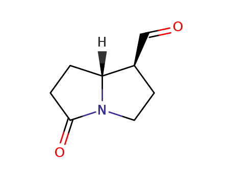 Molecular Structure of 89556-97-8 (1H-Pyrrolizine-1-carboxaldehyde, hexahydro-5-oxo-, cis- (9CI))