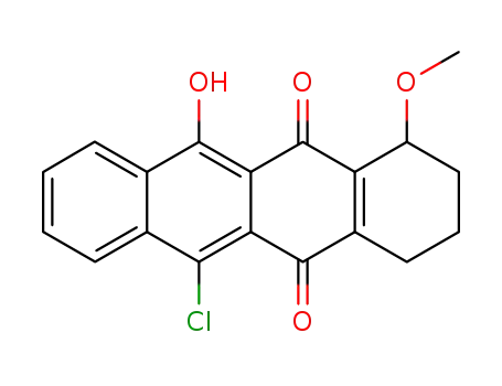 Molecular Structure of 89564-26-1 (5,12-Naphthacenedione,
6-chloro-1,2,3,4-tetrahydro-11-hydroxy-1-methoxy-)