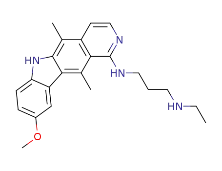 Molecular Structure of 83948-11-2 (N-[3-(Ethylamino)propyl]-5,11-dimethyl-9-methoxy-6H-pyrido[4,3-b]carbazole-1-amine)