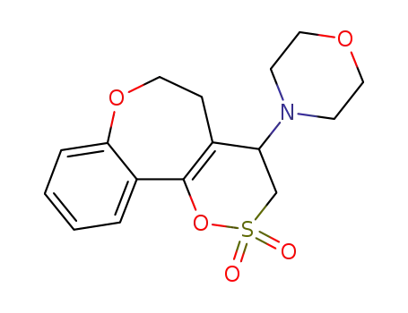 Molecular Structure of 84259-07-4 (4-(2,2-dioxido-3,4,5,6-tetrahydro[1,2]oxathiino[5,6-d][1]benzoxepin-4-yl)morpholine)