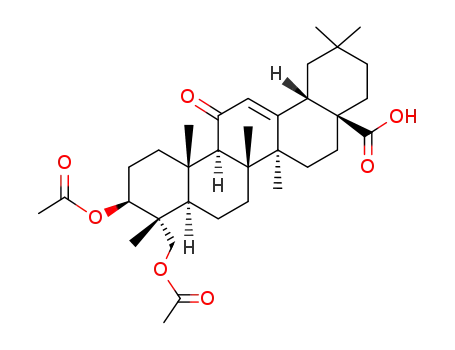 Molecular Structure of 84072-24-2 ((3beta)-3,23-bis(acetyloxy)-11-oxoolean-12-en-28-oic acid)