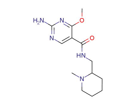 Molecular Structure of 84332-18-3 (2-Amino-4-methoxy-N-((1-methyl-2-piperidyl)methyl)-5-pyrimidinecarboxa mide)