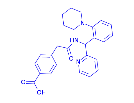 Molecular Structure of 89573-13-7 (4-(2-oxo-2-{[(2-piperidin-1-ylphenyl)(pyridin-2-yl)methyl]amino}ethyl)benzoic acid)