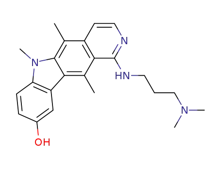 Molecular Structure of 83948-23-6 (1-[[3-(Dimethylamino)propyl]amino]-5,6,11-trimethyl-6H-pyrido[4,3-b]carbazol-9-ol)