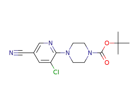Molecular Structure of 898227-44-6 (tert-butyl 4-(3-chloro-5-cyanopyridin-2-yl)piperazine-1-carboxylate)