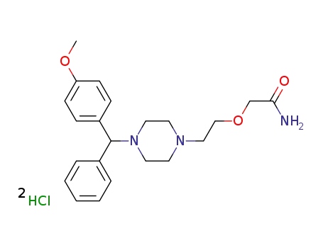 Molecular Structure of 83881-43-0 (2-(2-(4-((4-Methoxyphenyl)phenylmethyl)-1-piperazinyl)ethoxy)acetamide  dihydrochloride)