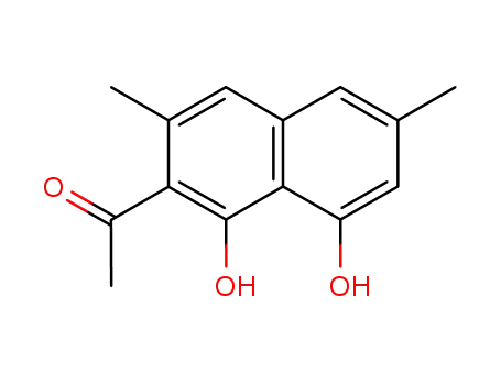 Molecular Structure of 838-03-9 (1-(1,8-dihydroxy-3,6-dimethylnaphthalen-2-yl)ethanone)