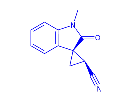 Molecular Structure of 895576-37-1 ((1S,2R)-2'-OXOSPIRO[CYCLOPROPANE-1,3'-INDOLINE]-2-CARBONITRILE)