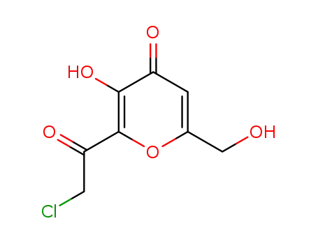 Molecular Structure of 89938-66-9 (4H-Pyran-4-one, 2-(chloroacetyl)-3-hydroxy-6-(hydroxymethyl)- (7CI))